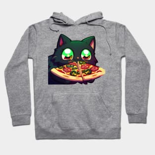 Black cat gifting you pizza Hoodie